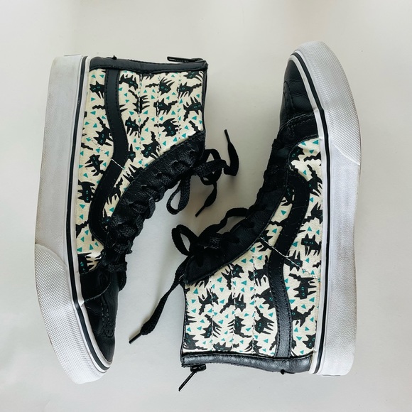 VANS•SK-8 HI•ZIPPER BACKS•SCARDY CAT PRINT•WOMENS SIZE 7 / MENS SIZE 5.5 - Picture 4 of 9